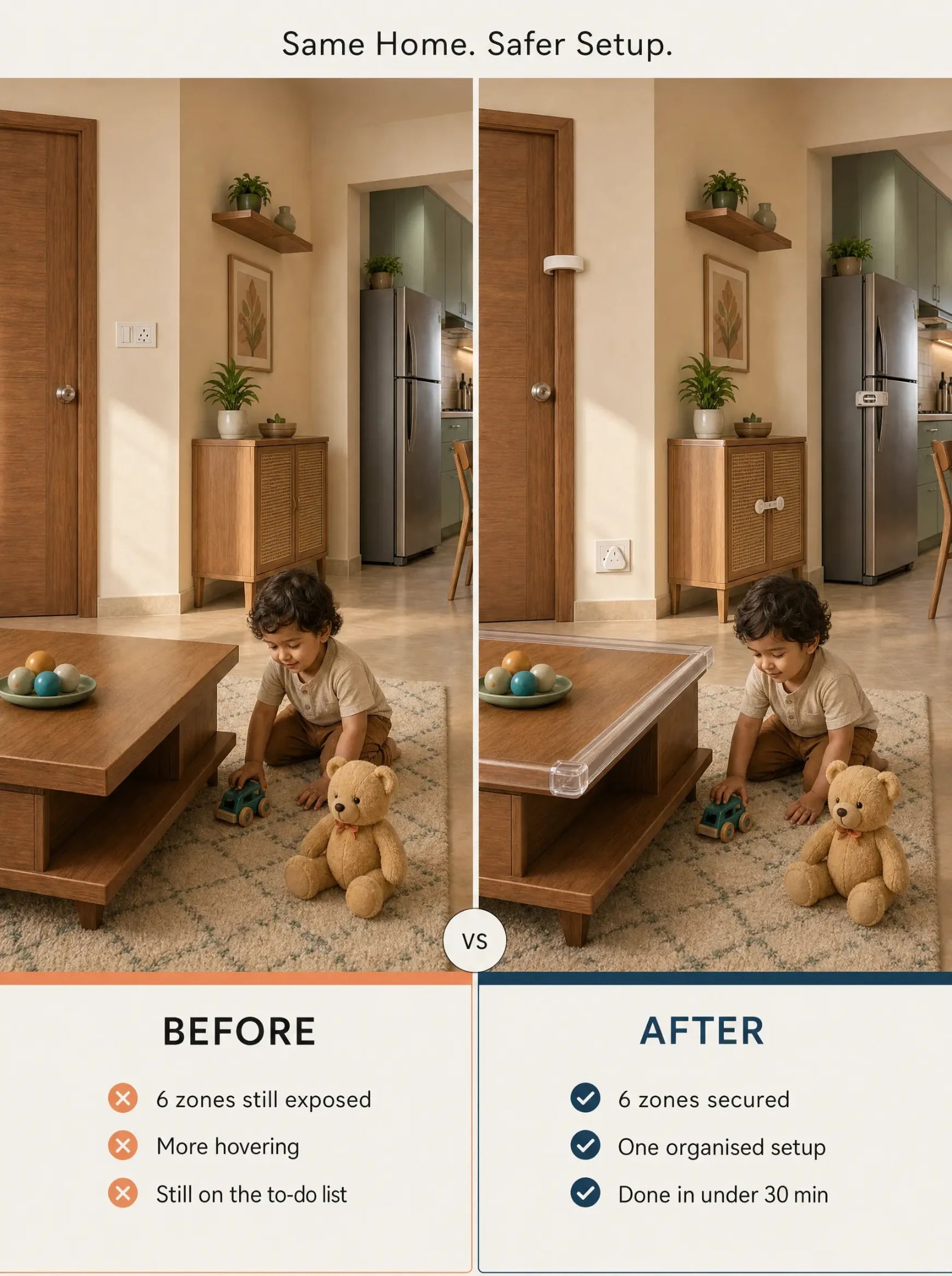 Childproof your home in Under 30 Minutes With the 6-in-1 Peach Bucket Child Safety Kit.